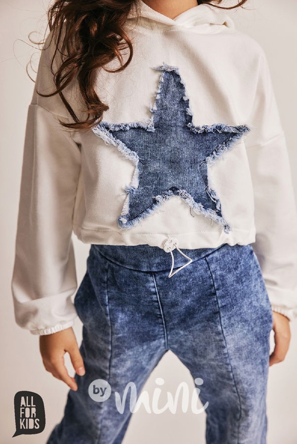 All for kids denim star mikina cream
