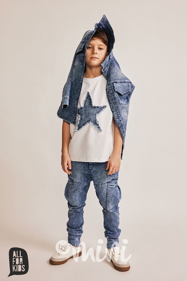 All for kids denim star triko bílé