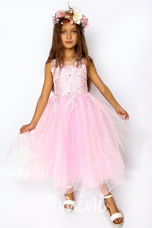 LUXURY dlouhé slavnostní šaty PINK