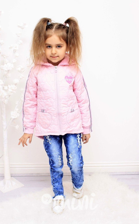 Baby pink heart prošívaný kabátek
