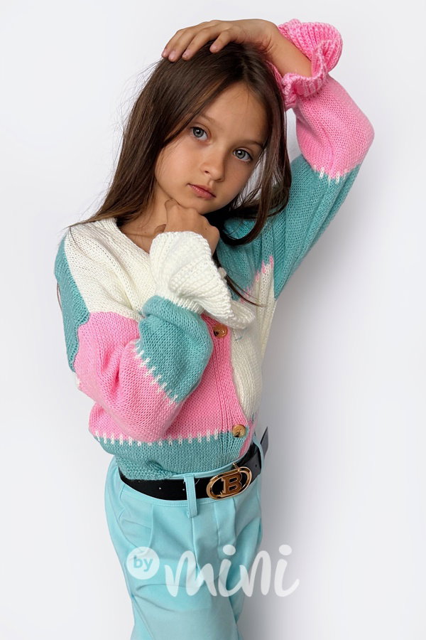 Patchwork svetřík pastel mint/pink