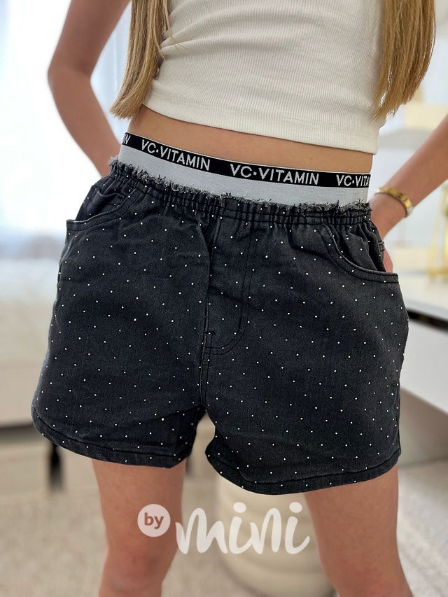 Denim kraťasy s kamínky