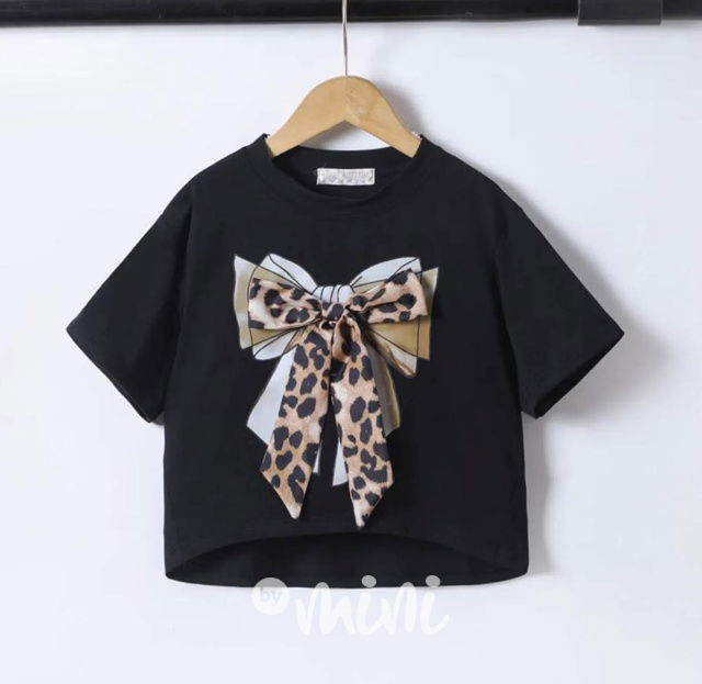 Animal bow crop triko černé