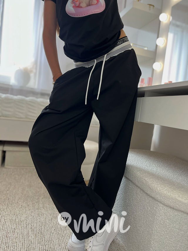 Maxi volné barel tepláky černé