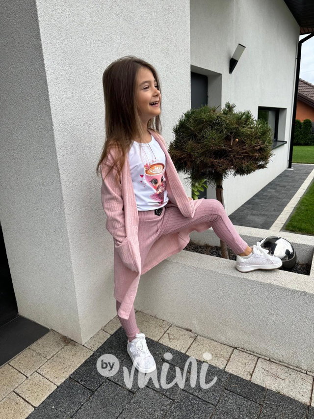 Podzimní dlouhý kardigan pink