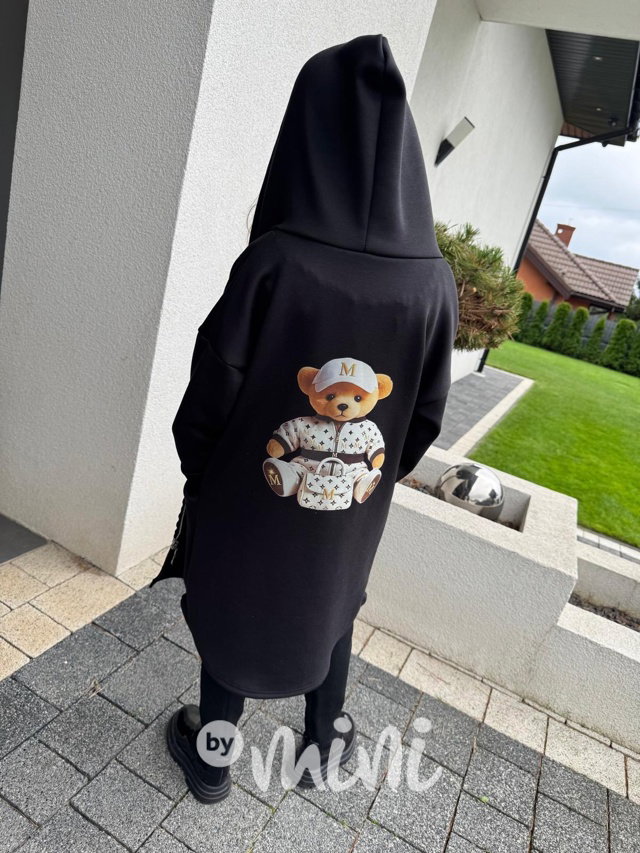 Maxi dlouhá mikina teddy black