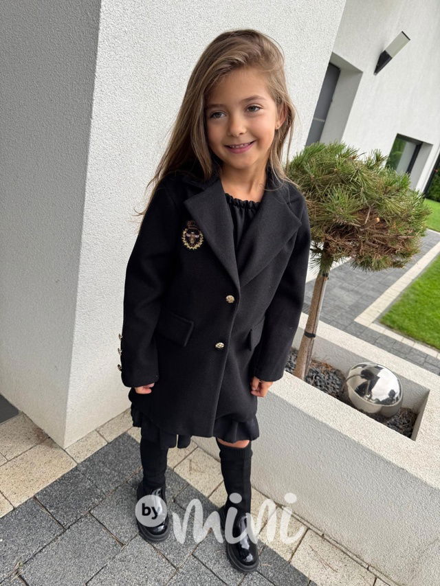 Flaušový kabátek college černý