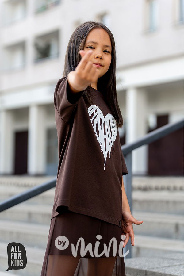 All for kids oversize triko HEART chocolate