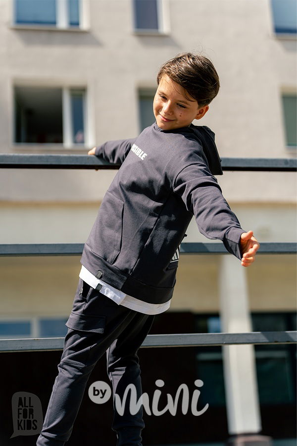 All for kids mikina impossible grafitová