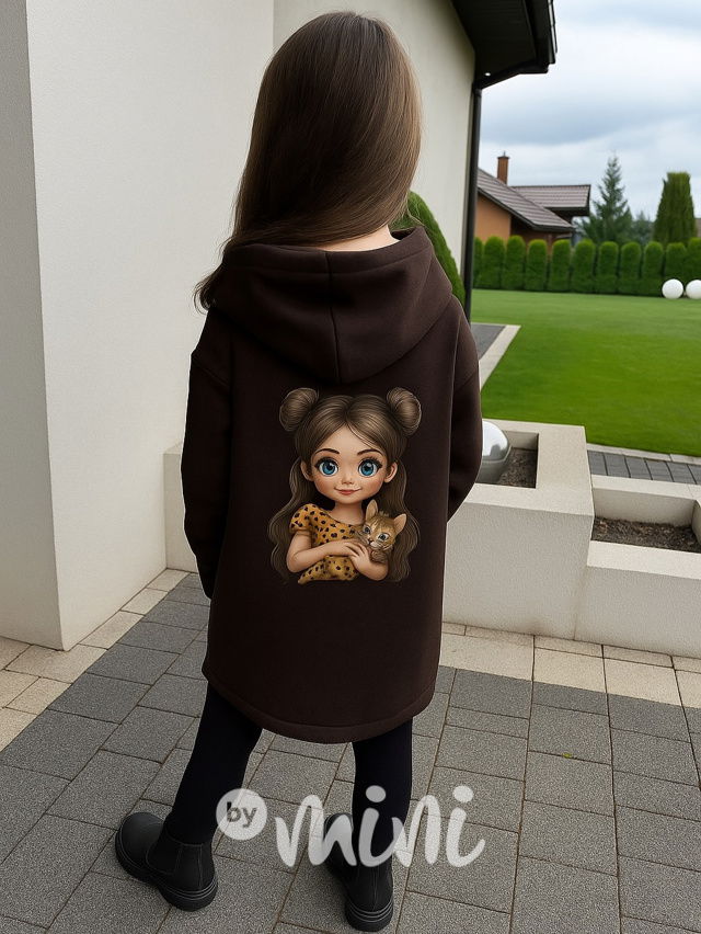 Maxi dlouhá mikina GIRL hnědá