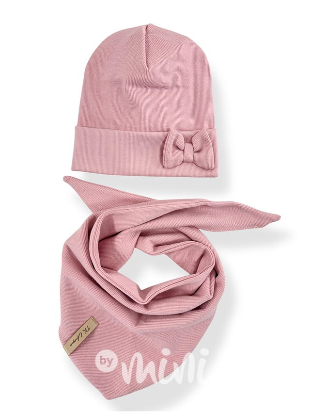 Mašličková čepice + šátek PINK