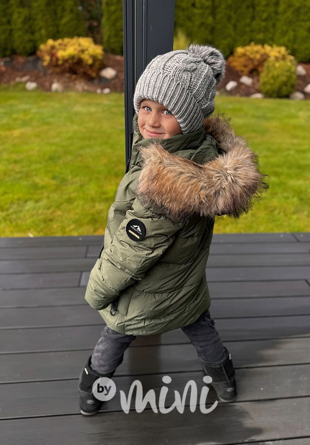 Zimní bunda s kožíškem khaki