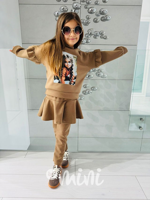 Sweetie mikina + legíny se sukýnkou beige