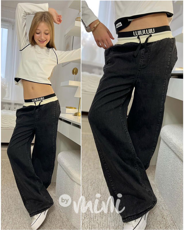 Zateplené volné dark džíny LUI