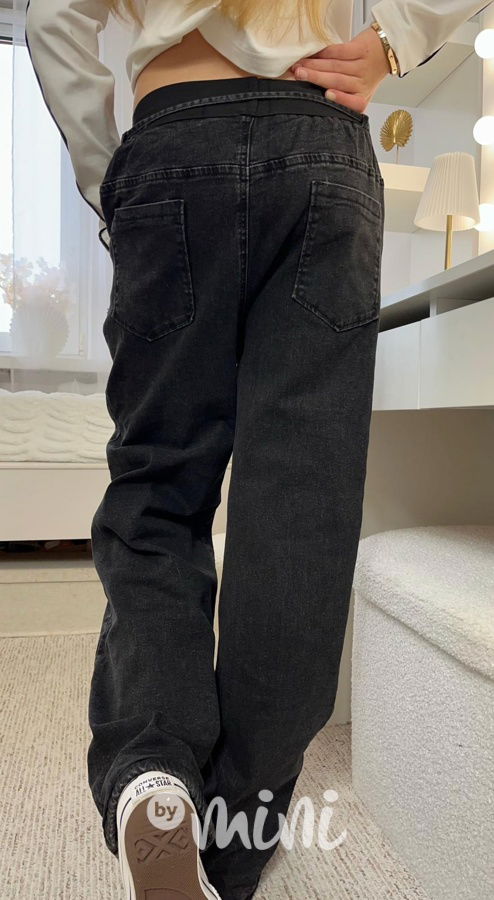 Zateplené volné dark džíny Unique