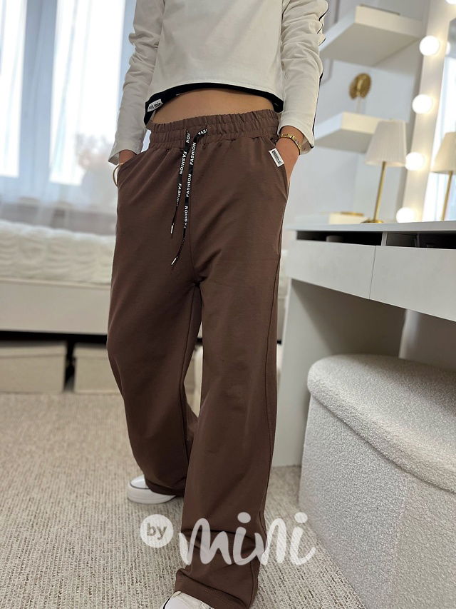 FASHION lounge volné tepláky chocolate