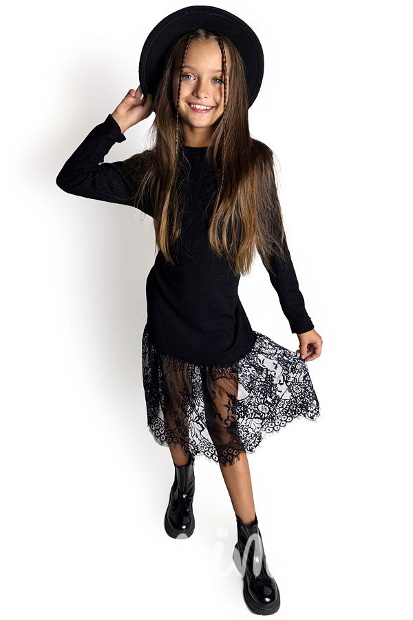 Teplé midi šaty s krajkou