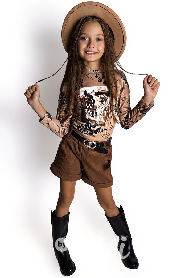 Teplé flauš kraťasy chocolate + pásek