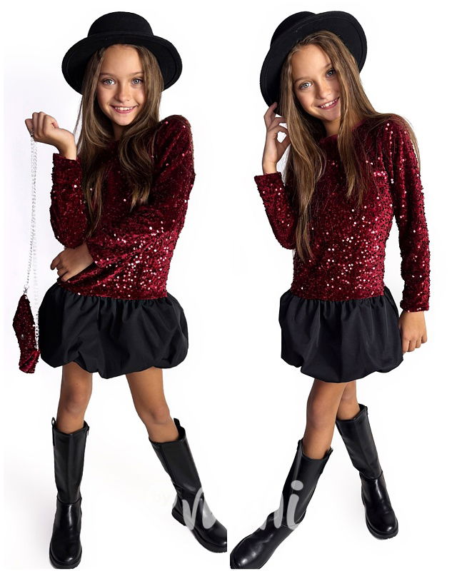 Flitrové šaty s kabelkou RED