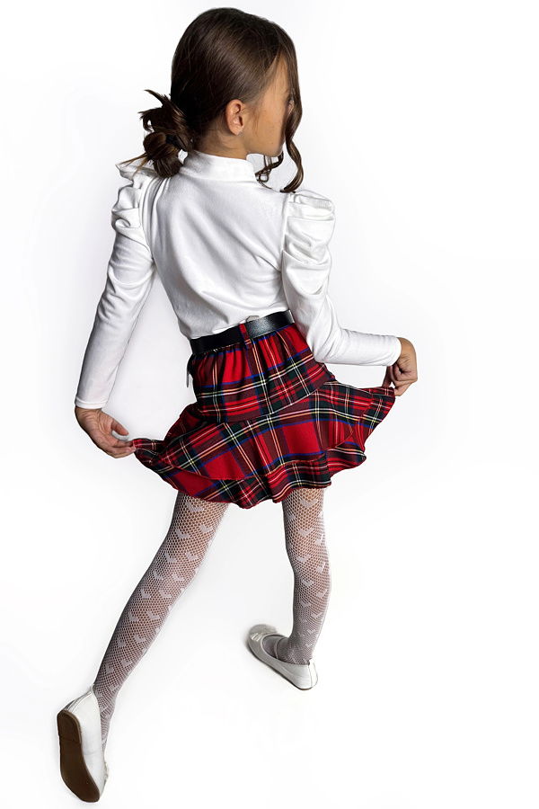 Red karo sukňokraťasy s páskem