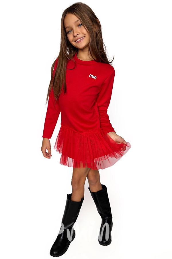 Tunikové šaty s tylem MIA červené