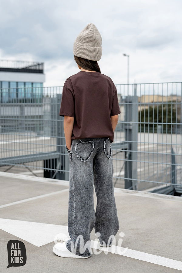 All for kids soft denim volné jeansy HEART dark