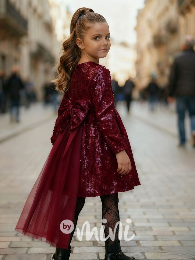 Maxi BOW flitr šaty bordo