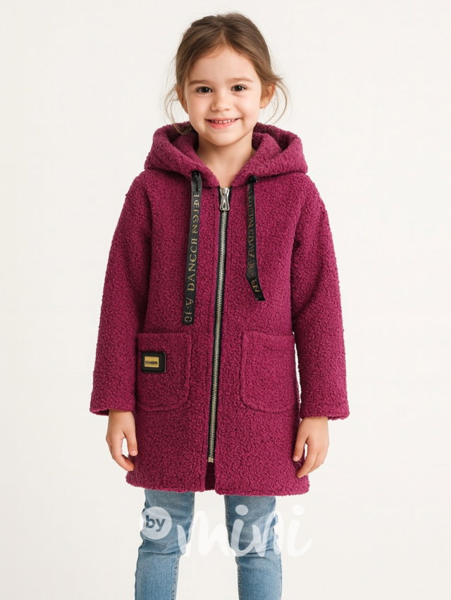 Dlouhý podzimní hoodie mikinokabát purple