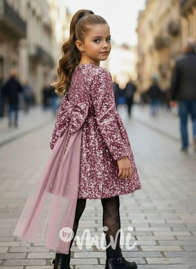 Maxi BOW flitr šaty pink