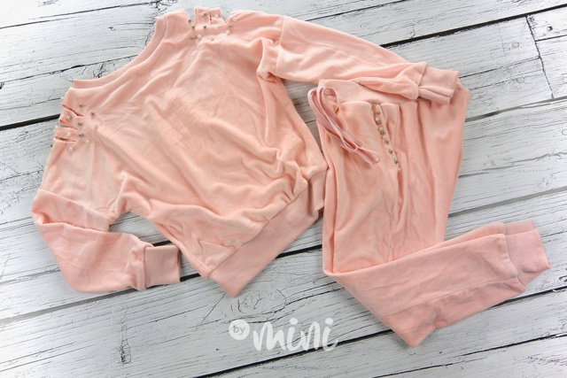 Velur perličková teplákovka pink