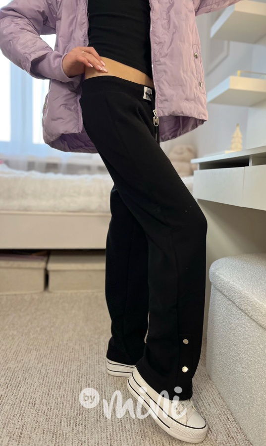 Zateplené volné tepláky se cvoky black