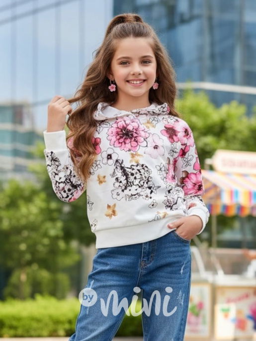 Mikina kytičky pink