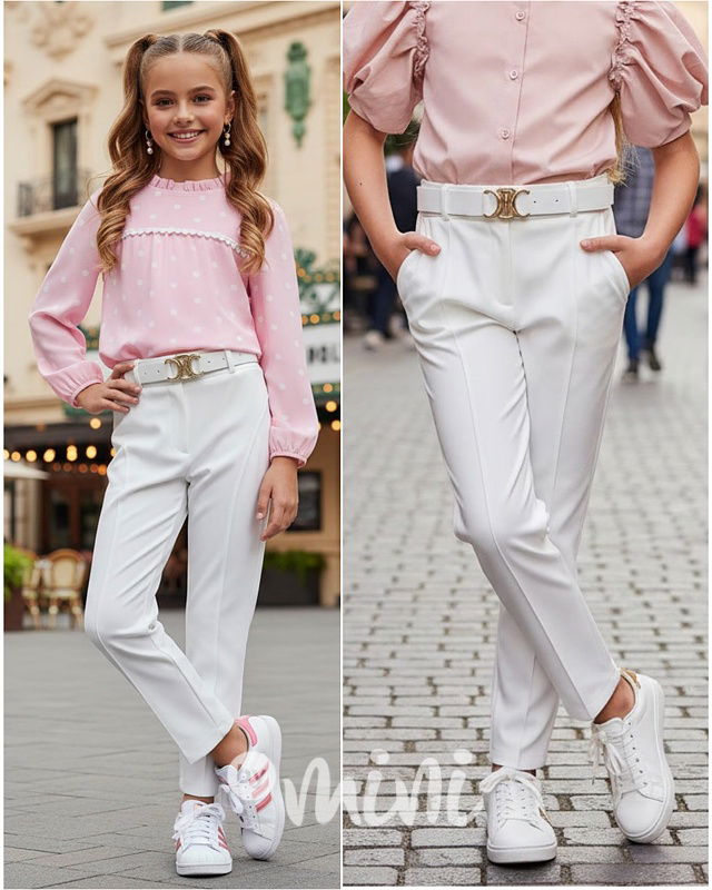 Bílé elegant kalhoty s páskem