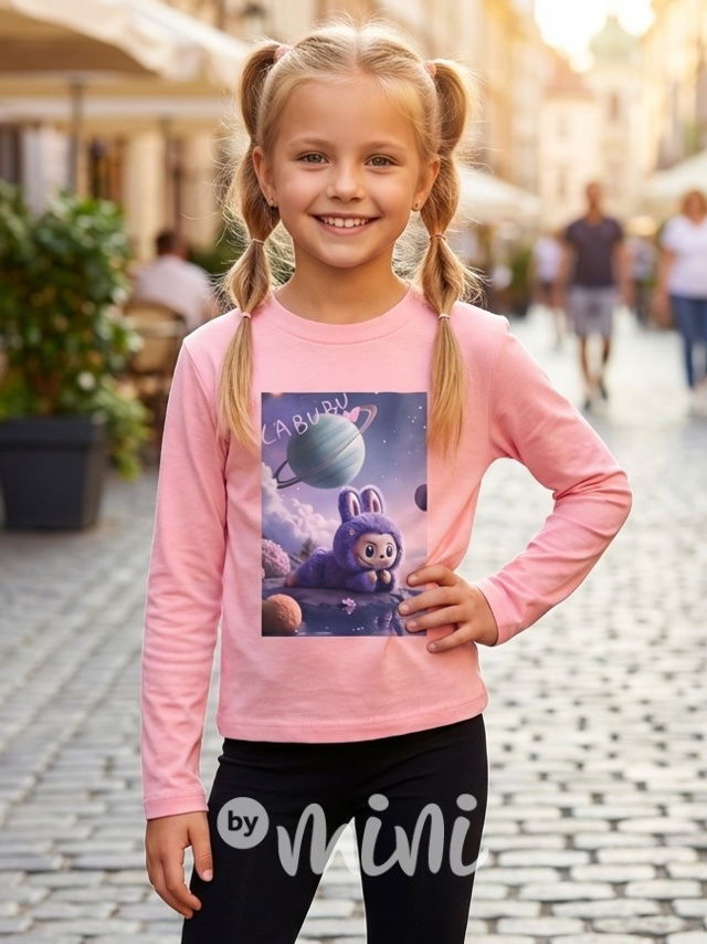 Labubu triko s dlouhým rukávem lososové