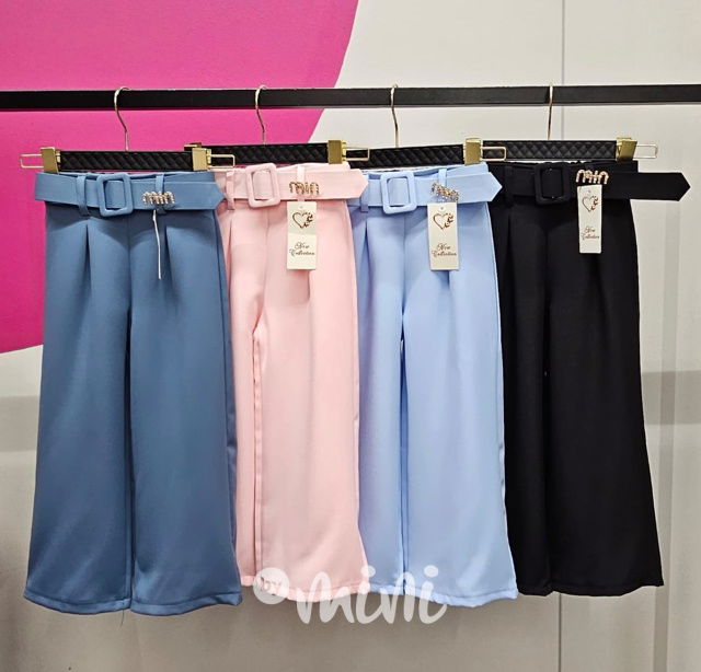 Černé široké elegant kalhoty s páskem MIA