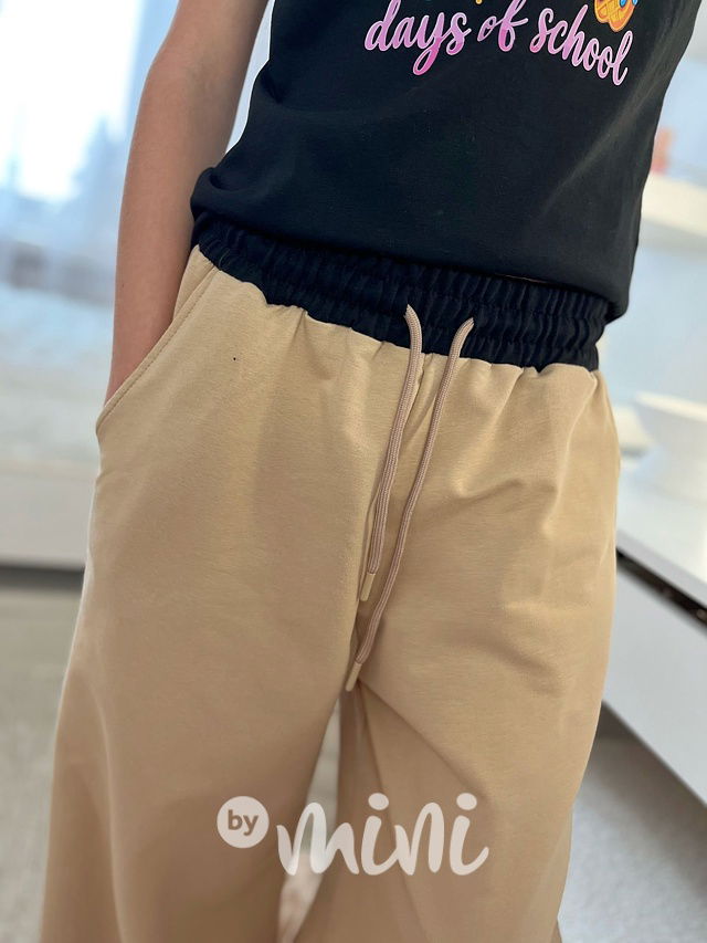 Lounge volné tepláky beige/black