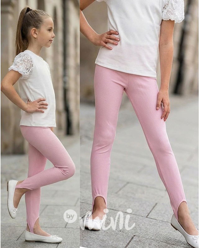 Stretch žebrované ballet legíny PINK