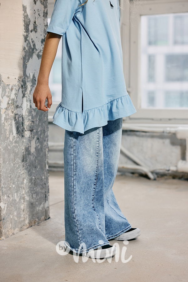 Mash Mnie soft denim volné kalhoty blue