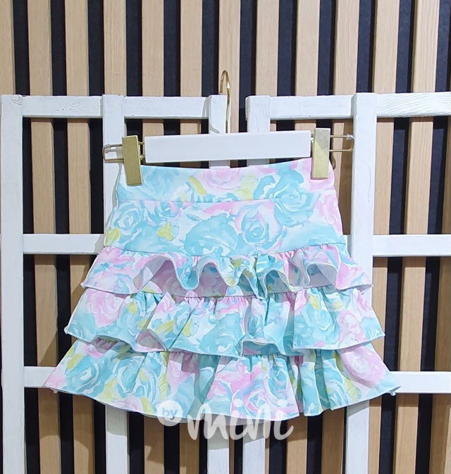 Květované sukňokraťasy tyrkys