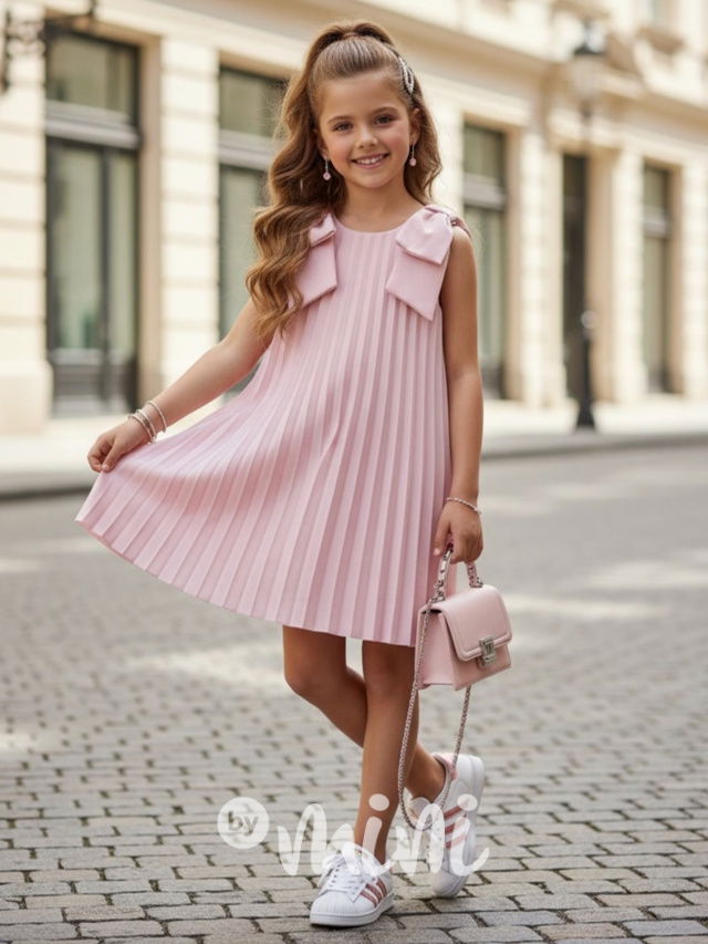 Maxi točivé plisované šaty PINK