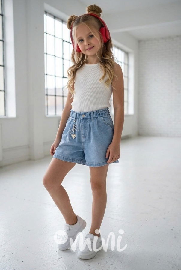 Stretch denim kraťasy HEART