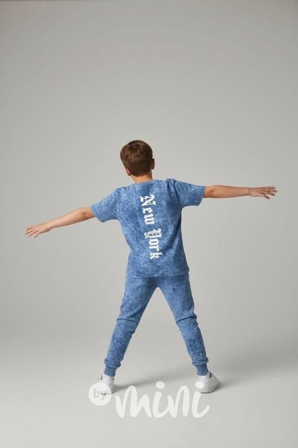 New York acid wash set blue