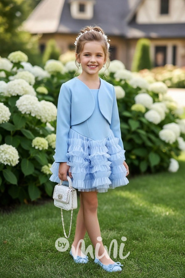 Elegant šaty + bolerko baby blue