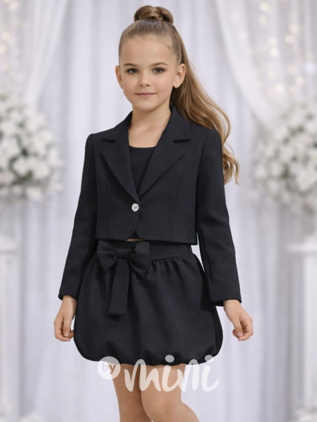 Crop sako + sukně s mašličkou black