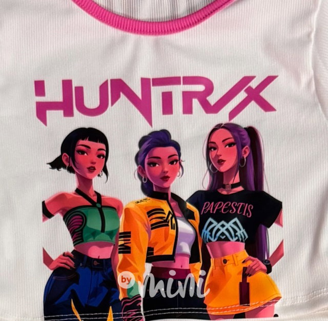 Huntrix crop triko + široké kalhoty PINK
