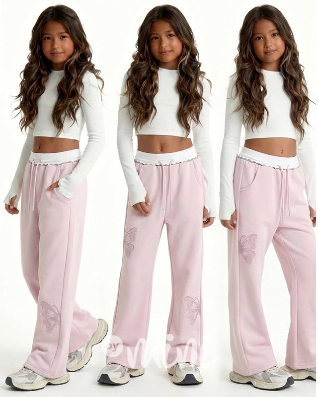 Růžové butterfly tepláky