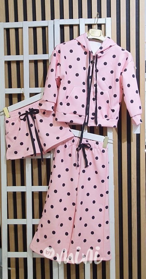 3-dílný puntíkatý set PINK