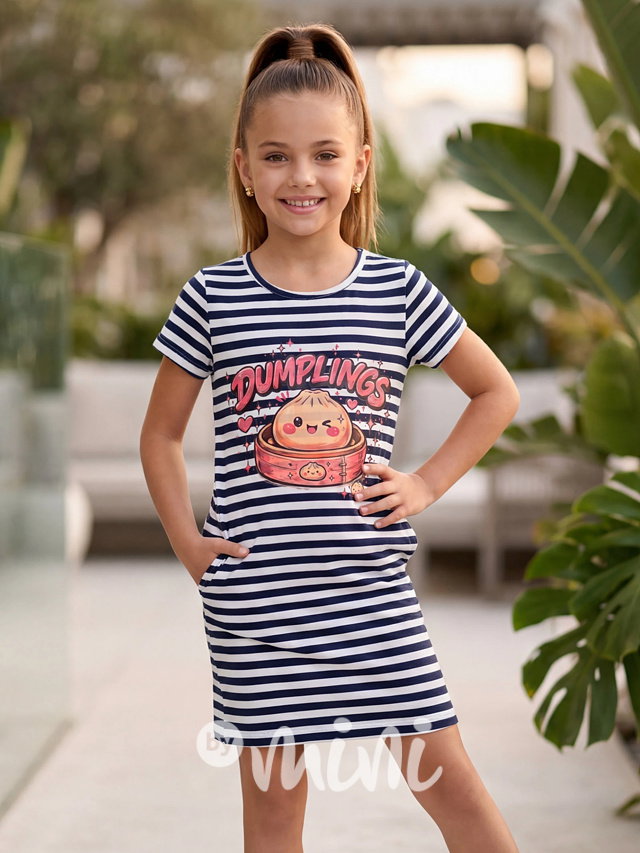 Squishy dumpling tunikové pruhované šaty dark blue