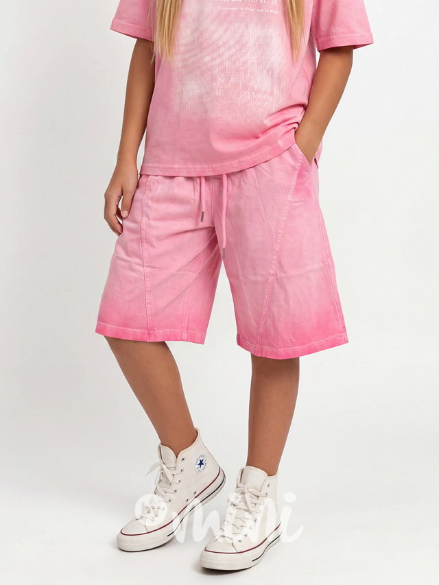 Volné streetwear long šortky pink ombre