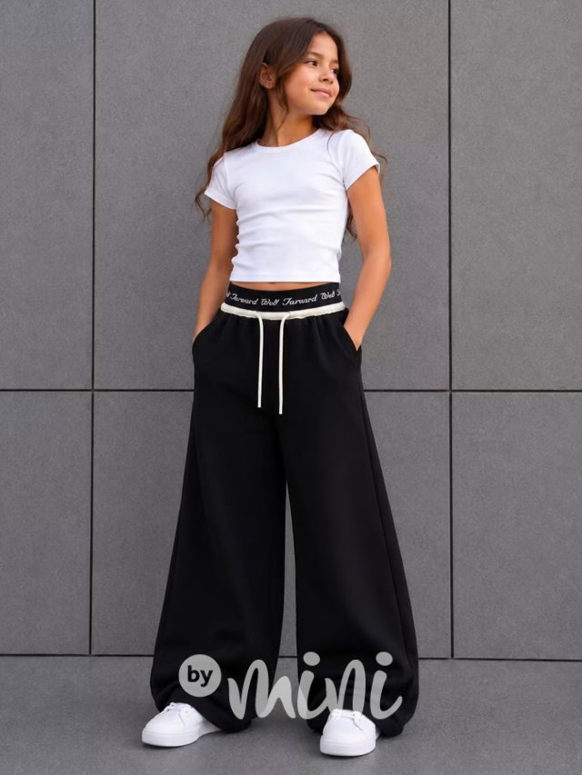 Černé lounge široké tepláky Fashion